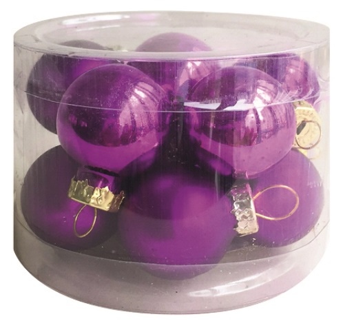 Sada skleněných baněk fialových 2,5 cm, 12ks 