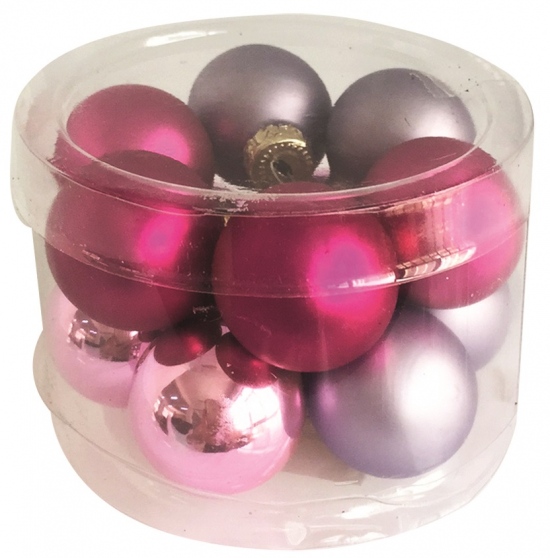 Sada skleněných baněk fialová 2,5 cm, 12 ks 