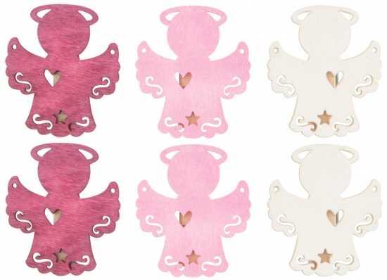 Anděl dřevěný na kolíčku 4 cm, 6 ks 