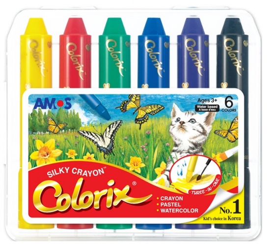 Levně Colorix krajony, rozmývatelné barvy, 6 ks v pouzdře