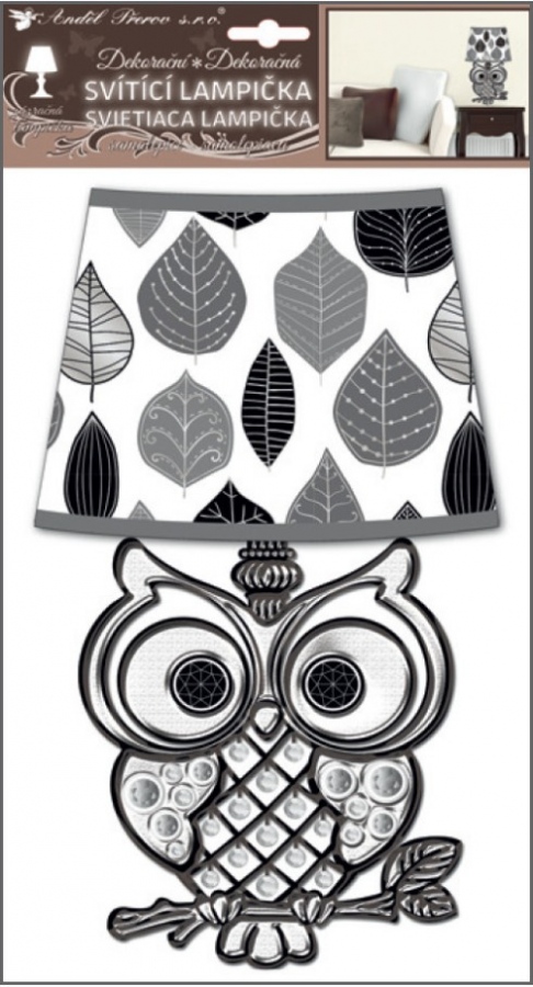 Lampička samolepicí svítící LED sova 31 cm