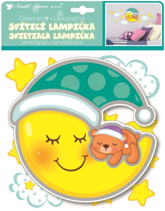 Lampička samolepicí svítící LED měsíček 18 cm