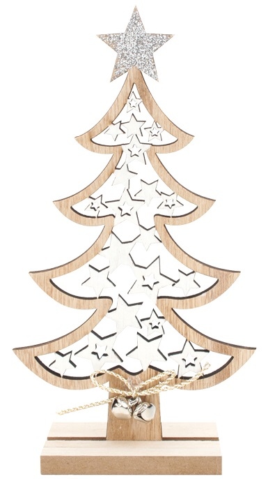 Strom dřevěný s hvězdami 11 x 20 cm