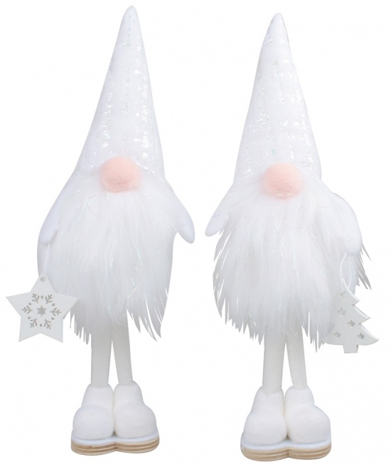 Skřítek na postavení bílý s botami 25 cm 