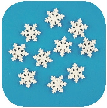 Vločky bílé akryl s glitry 3 cm, 10 ks v krabičce 