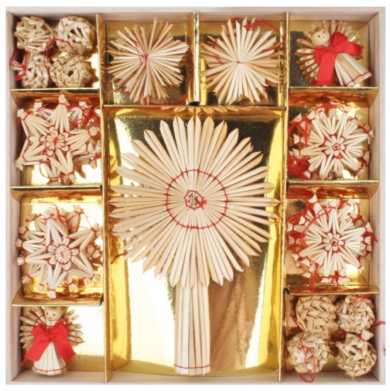 Slaměné ozdoby různých tvarů 6 - 10 cm, 40 ks