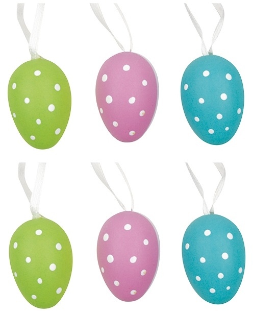 Vajíčka plastová na zavěšení 4 cm, 6 ks v sáčku 