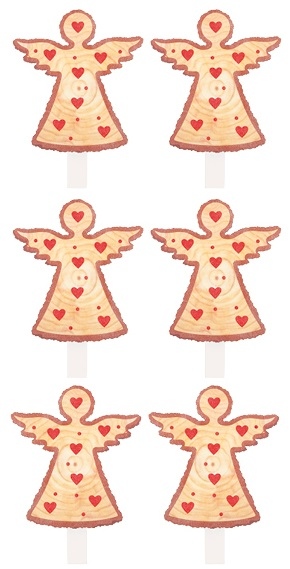 Anděl dřevěný na kolíčku 4,5 cm, 6 ks