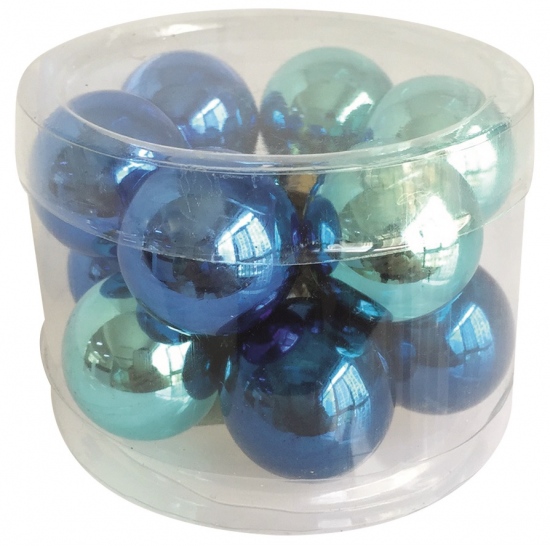 Sada skleněných baněk tmavě modrá 2,5 cm, 12 ks 