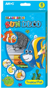 Barvy na sklo sada 6 barev 10,5 ml + 6 sklíček Mořské ryby