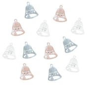 Zvonek dřevěný s lepíkem 3,5 cm, 12 ks