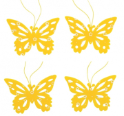 Motýl filcový žlutý 7 cm, 4 ks v sáčku