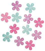 Dřevěné květy 4 cm, 12 ks 