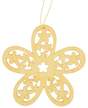 Dřevěná kytka na zavěšení 12 cm, žlutá