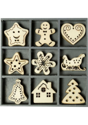 HEYDA Dřevěné ozdoby v boxu - vánoce I.