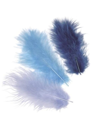 Dekorativní peříčka Marabu mix - odstíny modré 15 ks / 10 cm