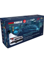 Příměstský vlak Renfe Pequetren 403 se stanicí, semaforem a nájezdem