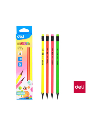 Tužka HB s gumou trojhranná NEON BLACK DELI EU54600 mix