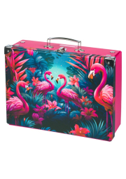 BAAGL Skládací školní kufřík Plameňáci s kováním