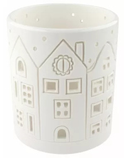 Svícen porcelánové domky 10,5 x 13,5 cm