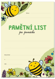 Pamětní list pro prvňáčka, včelky