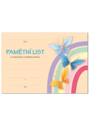 Pamětní list rozloučení s MŠ, motýlci