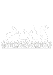 Papírový výřez, zajíci v trávě