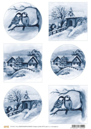 Papír A4, zimní romantika modrá, 170g