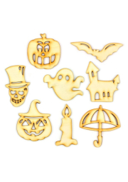 Sada dřevěných výřezů, halloween, 8 ks