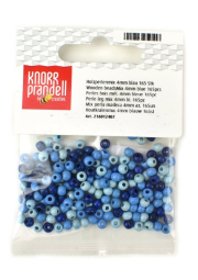 Dřevěné korálky 4 mm, modrý mix, 165 ks