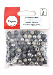 Dřevěné korálky, 8 mm, mix šedý, 84 ks