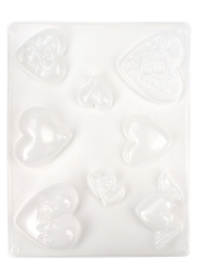 Forma na odlévání A4, srdce, 8 motivů, 3,5 - 7 cm