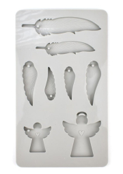 Silikonová odlévací forma, andělé a peříčka, 8 motivů