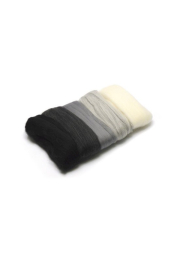 Česaná vlna Merino, 5 x 10 g, černobílá