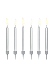 SVÍČKY 6KS stříbrné 6cm