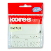 Transparentní samolepicí bloček Kores 75 x 75 mm, 75 líistů