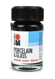 Barva na sklo a porcelán Marabu, černá 073, 15 ml