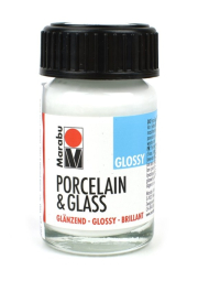 Barva na sklo a porcelán Marabu, bílá 070, 15 ml