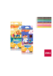 Pastelky trojhranné 12 barev WOW DELI EC138-12 mix