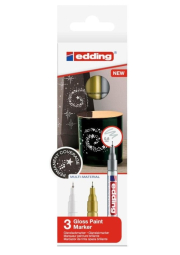 Edding Lakový popisovač 780 - bílá, zlatá, stříbrná, sada 3 ks