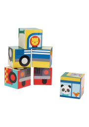 Petit Collage Kostky vozidla se zvířátky