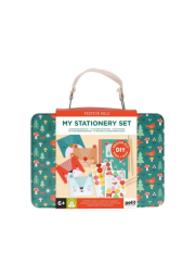 Petit Collage Kreativní kufřík zelený Dopisní souprava se zvířátky