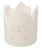 Svícen s domky porcelánový 10 x 11 x 10 cm