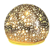 Svítící skleněná koule s hvězdičkami – champagne, o 10 cm, teplá bílá, 10 LED, časovač