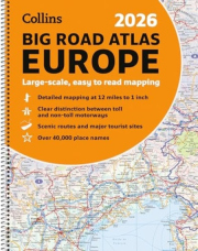 Collins 2026 Big Road Atlas Europe, Clear and Detailed Map of Europe in A3 Size with Spiral Binding