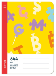 Školní sešit 644 bezdřevý, linka, písmena