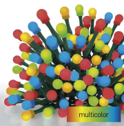 LED vánoční cherry řetěz – kuličky, multicolor, 30 m, 300 LED, 8 funkcí, časovač