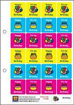 Čtverečkové 28mm nálepky - narozeniny