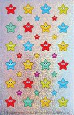 Třpytivé 28/12mm nálepky hvězdičkoví smajlíci