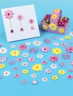 Samolepící saténové květiny s kamínkem (E8826) 60ks